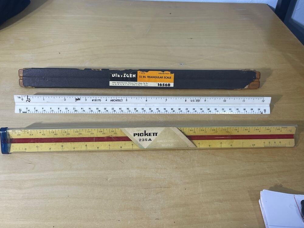 Vintage Triangular Architect Rulers 12" Lot of 3 Engineering Drafting Dietzgen